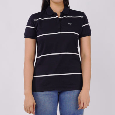 RRJ Basic Collared for Ladies Regular Fitting Shirt Trendy fashion Casual Top Black Polo shirt for Ladies 115346 (Black)