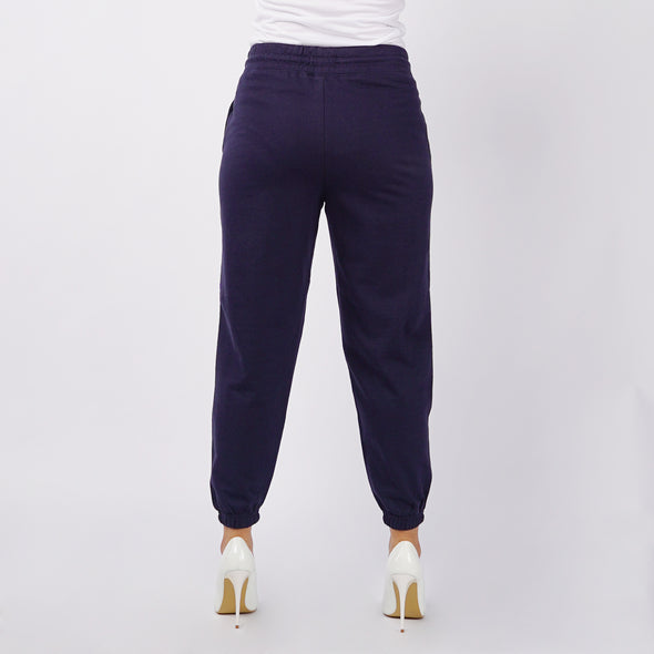 RRJ Basic Non-Denim Jogger Pants for Ladies Regular Fitting Rinse Wash Fabric Casual Pants Navy Blue Jogger Pants for Ladies 154347-U (Navy Blue)