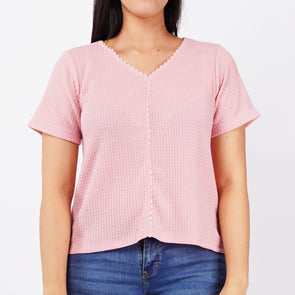 RRJ Basic Tees for Ladies Boxy Fitting Shirt Trendy fashion 143472 (Pink)