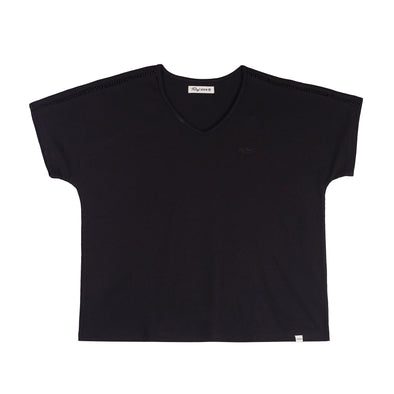 RRJ Basic Tees for Ladies Boxy Fitting Shirt CVC Jersey Fabric 144223 (Black)