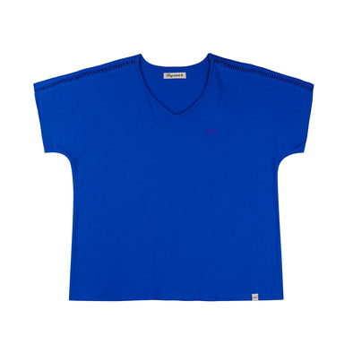 RRJ Basic Tees for Ladies Boxy Fitting Shirt CVC Jersey Fabric 144223 (Navy Blue)