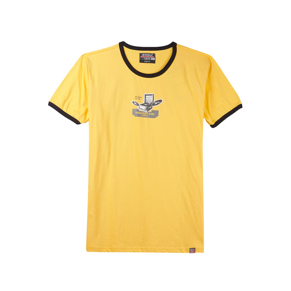 RRJ Basic Tees for Men Semi Body Fitting Shirt CVC Jersey Fabric 143806-U (Yellow)