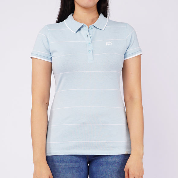 RRJ Ladies Basic Collared Regular Fitting CVC Jersey w/ Spandex Fabric 135102 (Blue)