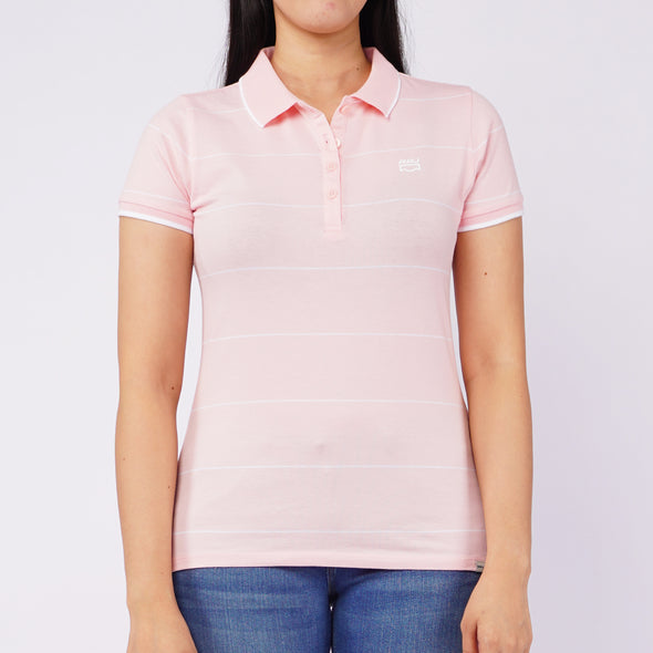 RRJ Ladies Basic Collared Regular Fitting CVC Jersey w/ Spandex Fabric 135102 (Pink)