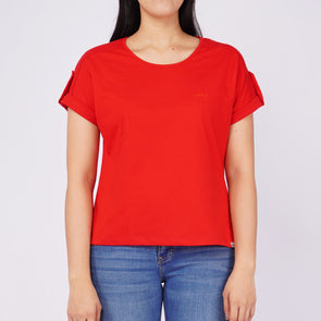 RRJ Ladies Basic Tees Regular Fitting CVC Jersey Fabric 143961-U (Red)