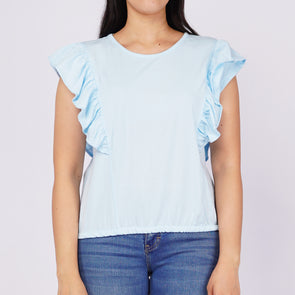 RRJ Ladies Basic Tees Boxy Fitting CVC Jersey Fabric 151553 (Blue)