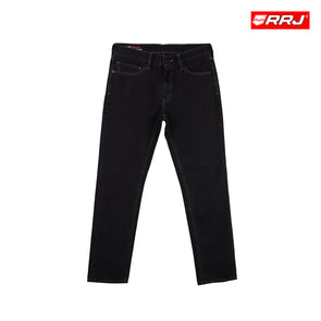 RRJ Men's Basic Denim Pants Skinny Fitting Mid-Rise Enzyme Wash Garment 159678 (Black)