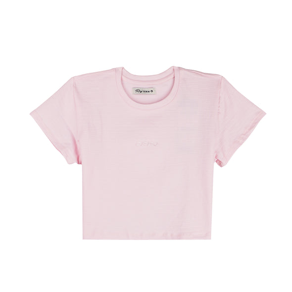 RRJ Ladies Basic Tees Crop Fitting Missed Lycra Fabric 145889 (Pink)