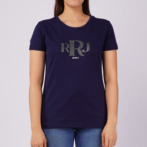 RRJ Ladies Basic Tees Regular Fitting Missed Lycra Fabric 146437 (Navy)