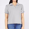 RRJ Ladies Basic Collared Shirt Boxy Fitting CVC Jersey Fabric 151537 (Gray)