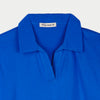 RRJ Ladies Basic Collared Shirt Boxy Fitting CVC Jersey Fabric 151537 (Blue)