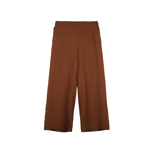 RRJ Ladies Basic Non-Denim Trouser Pants Wideleg Fitting Rinse Mid-rise Wash Fabric 158005 (Choco Brown)