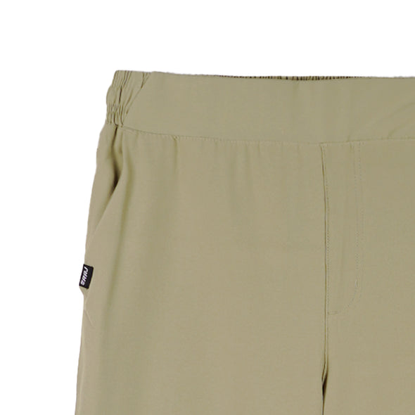 RRJ Ladies Basic Non-Denim Trouser Pants Wideleg Fitting Rinse Mid-rise Wash Fabric 158005 (Khaki)