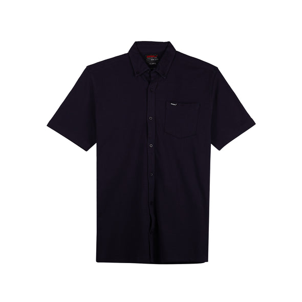 RRJ Men's Basic Woven Shirt Regular Fitting Pique Fabric 159463 (Navy)