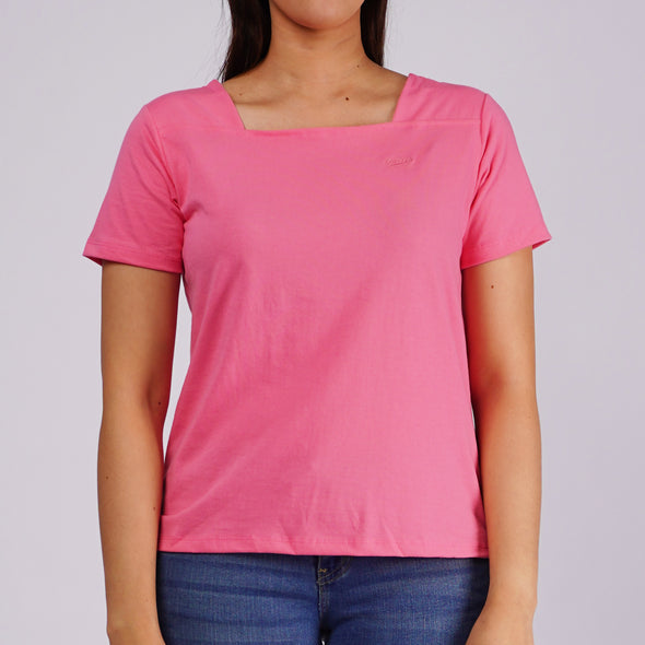 RRJ Ladies Basic Tees Regular Fitting CVC Jersey Fabric 144210-U (Pink)