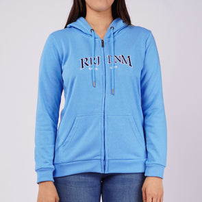 RRJ Ladies Basic Hoodie Jacket Regular Fitting Terry Fabric 123475 (Blue)