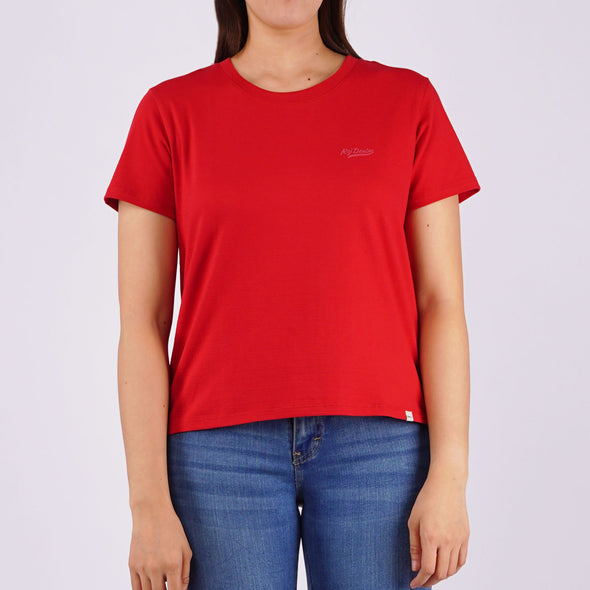 RRJ Ladies Basic Tees Boxy Fitting Missed Lycra Fabric 154123 (Red)