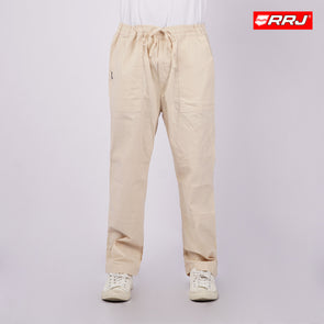 RRJ Men's Basic Non-Denim Mid-Waist Ankle Pants Rinse Wash Fabric 157424 (Beige)