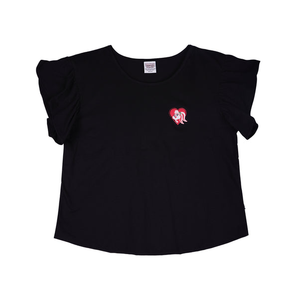 RRJ x Looney Tunes Ladies Basic Tees Boxy Fitting CVC Jersey Fabric 167289-U (Black)