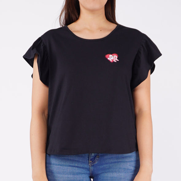 RRJ x Looney Tunes Ladies Basic Tees Boxy Fitting CVC Jersey Fabric 167289-U (Black)