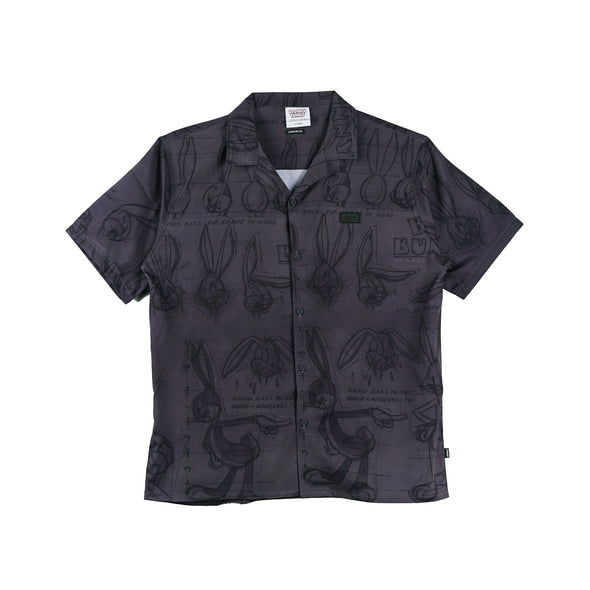 RRJ x Looney Tunes Men's Basic Woven Shirt Comfort Fitting Easy Iron Fabric 163799 (Dark Gray)