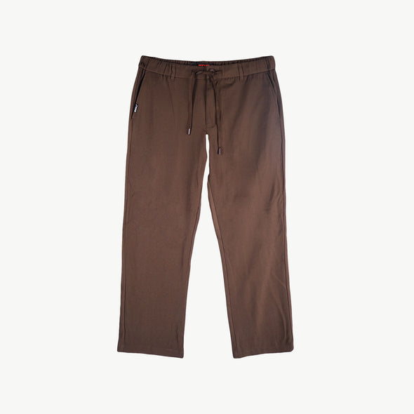 RRJ Men's Basic Non-Denim Trouser Pants Mid-Rise Fitting Rinse Wash Fabric 166340 (Choco Brown)