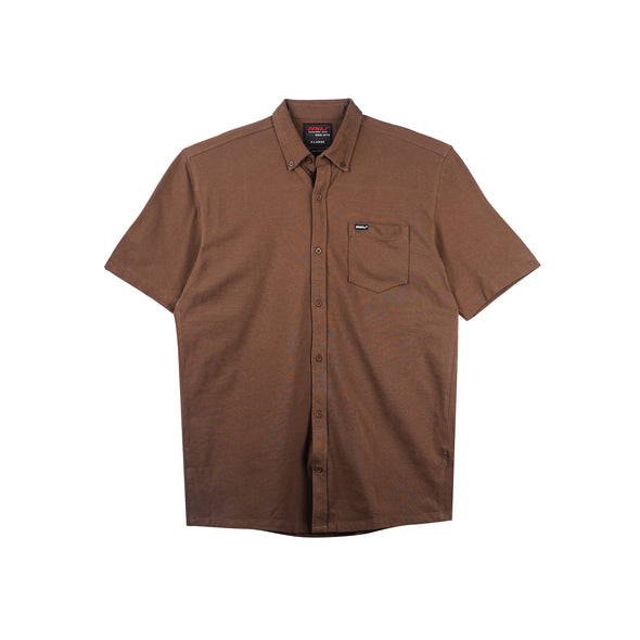 RRJ Men's Basic Woven Shirt Regular Fitting Dique Fabric 159442 (Choco Brown)