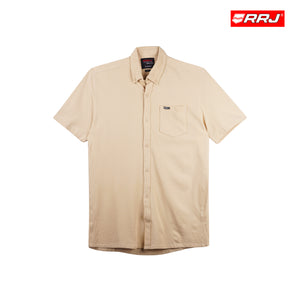 RRJ Men's Basic Woven Shirt Regular Fitting Dique Fabric 159442 (Cream)