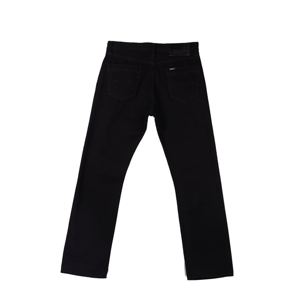 RRJ Men's Basic Denim Pants Mid-Rise Regular Straight Fitting Rinse Wash Fabric 167674 (Black)