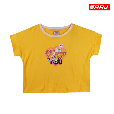 RRJ x Looney Tunes Ladies Basic Tees Crop Fitting CVC Jersey Fabric 167796-U (Yellow)