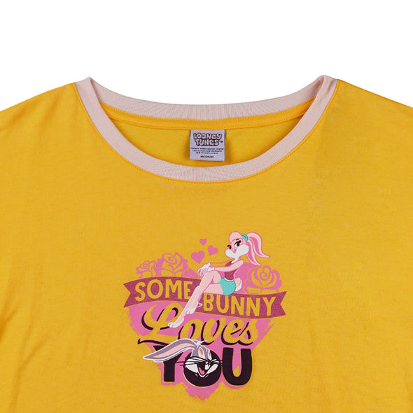 RRJ x Looney Tunes Ladies Basic Tees Crop Fitting CVC Jersey Fabric 167796-U (Yellow)