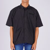 RRJ Men's Basic Woven Shirt Boxy Fitting Taslan Fabric 160614 (Black)