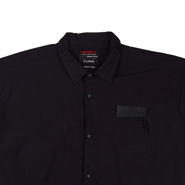 RRJ Men's Basic Woven Shirt Boxy Fitting Taslan Fabric 160614 (Black)