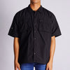 RRJ Men's Basic Woven Shirt Boxy Fitting Taslan Fabric 160597 (Black)