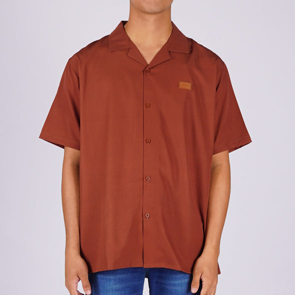 RRJ x Looney Tunes Men's Basic Woven Shirt Comfort Fitting Easy Iron Fabric 163793 (Brown)