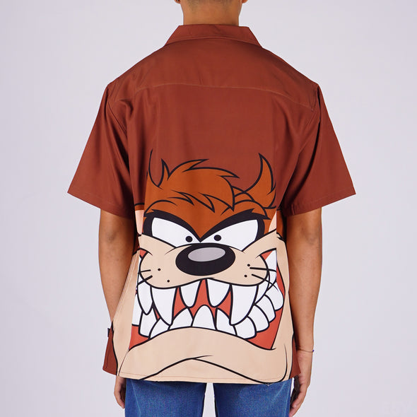 RRJ x Looney Tunes Men's Basic Woven Shirt Comfort Fitting Easy Iron Fabric 163793 (Brown)