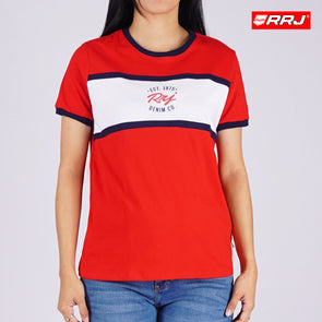 RRJ Ladies Basic Tees Regular Fitting CVC Jersey Fabric 145422-U (Red)