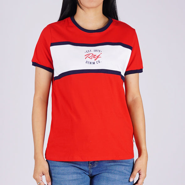 RRJ Ladies Basic Tees Regular Fitting CVC Jersey Fabric 145422-U (Red)