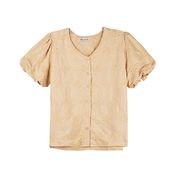 RRJ Ladies Basic Woven Shirt Boxy Fitting Special Fabric 144506 (Beige)