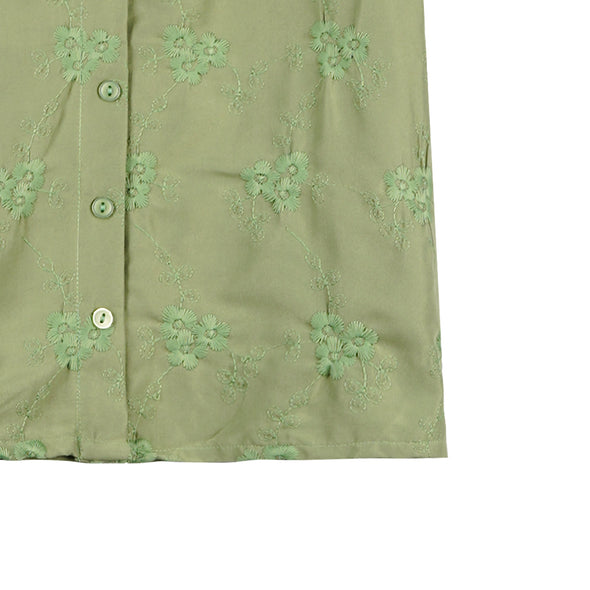 RRJ Ladies Basic Woven Shirt Boxy Fitting Special Fabric 144506 (Green)