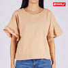 RRJ Ladies Basic Woven Shirt Regular Fitting Linen Fabric 164909 (Beige)