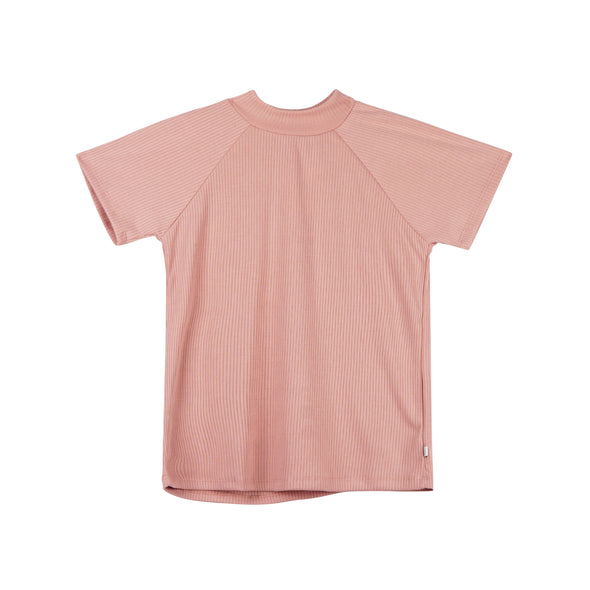 RRJ Ladies Basic Tees Regular Fitting Ribbed Fabric 153445 (Pink)