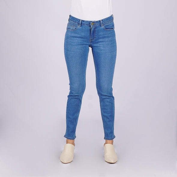 RRJ Ladies Basic Denim Pants Slim Fitting Extreme with Details Fabric 167521 (Light Shade)