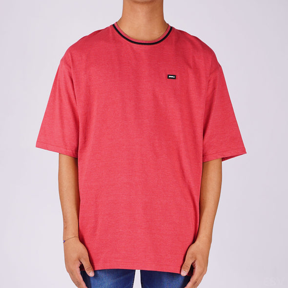 RRJ Men's Basic Tees Boxy Fitting Heather Fabric 108113 (Red)