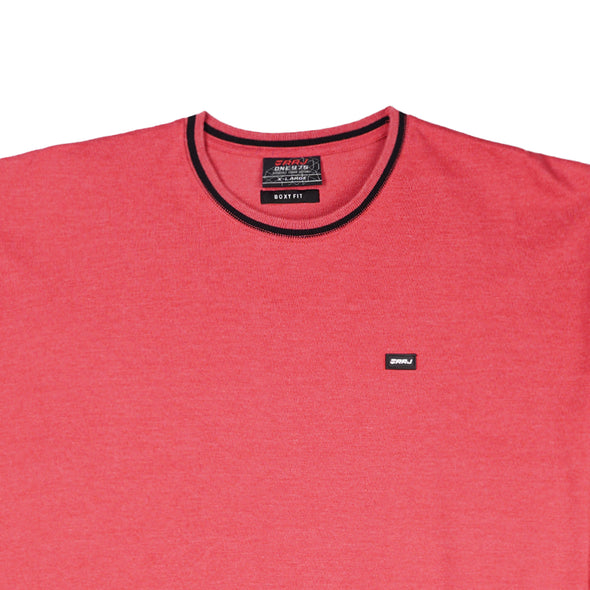 RRJ Men's Basic Tees Boxy Fitting Heather Fabric 108113 (Red)