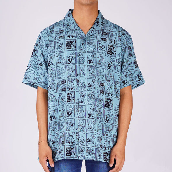 RRJ x Looney Tunes Men's Basic Woven Shirt Comfort Fitting Easy Iron Fabric 163100 (Citadel)