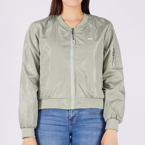 RRJ Ladies Basic Bomber Jacket Regular Fitting Nylon Fabric 140496 (Green)