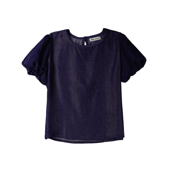 RRJ Ladies Basic Tees Boxy Fitting Chambray Fabric 153558 (Navy)